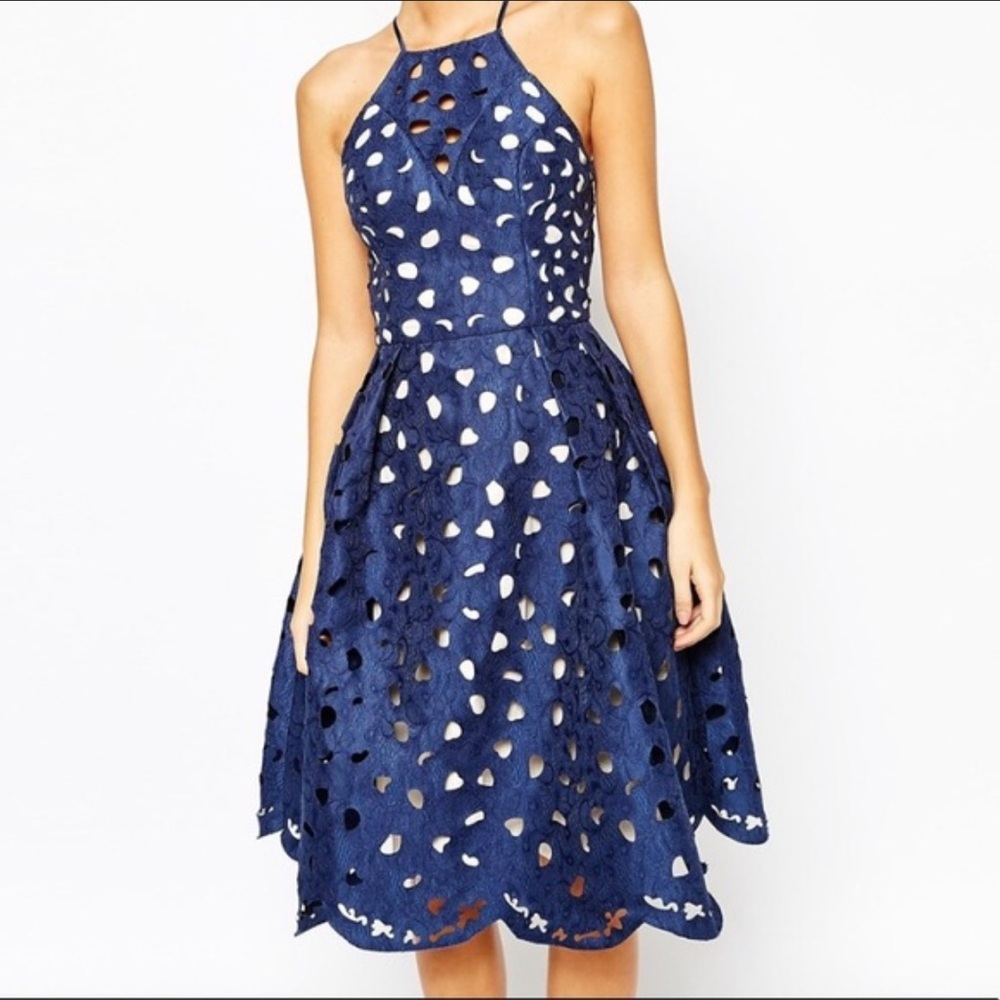 Chi Chi London Navy Blue Cutout Midi Dress